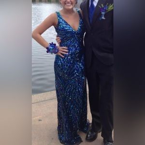 Gorgeous Sequins Blue Prom Dress